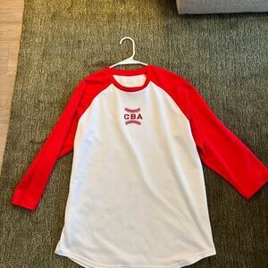 White & Red Raglan + Baseball 3/4 tshirt